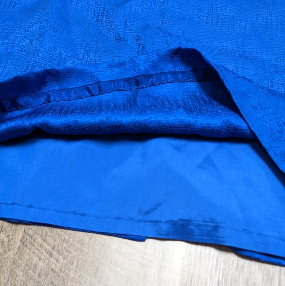 Royal Blue 100% Silk Midi Skirt Size 10p - Picture 8 of 10